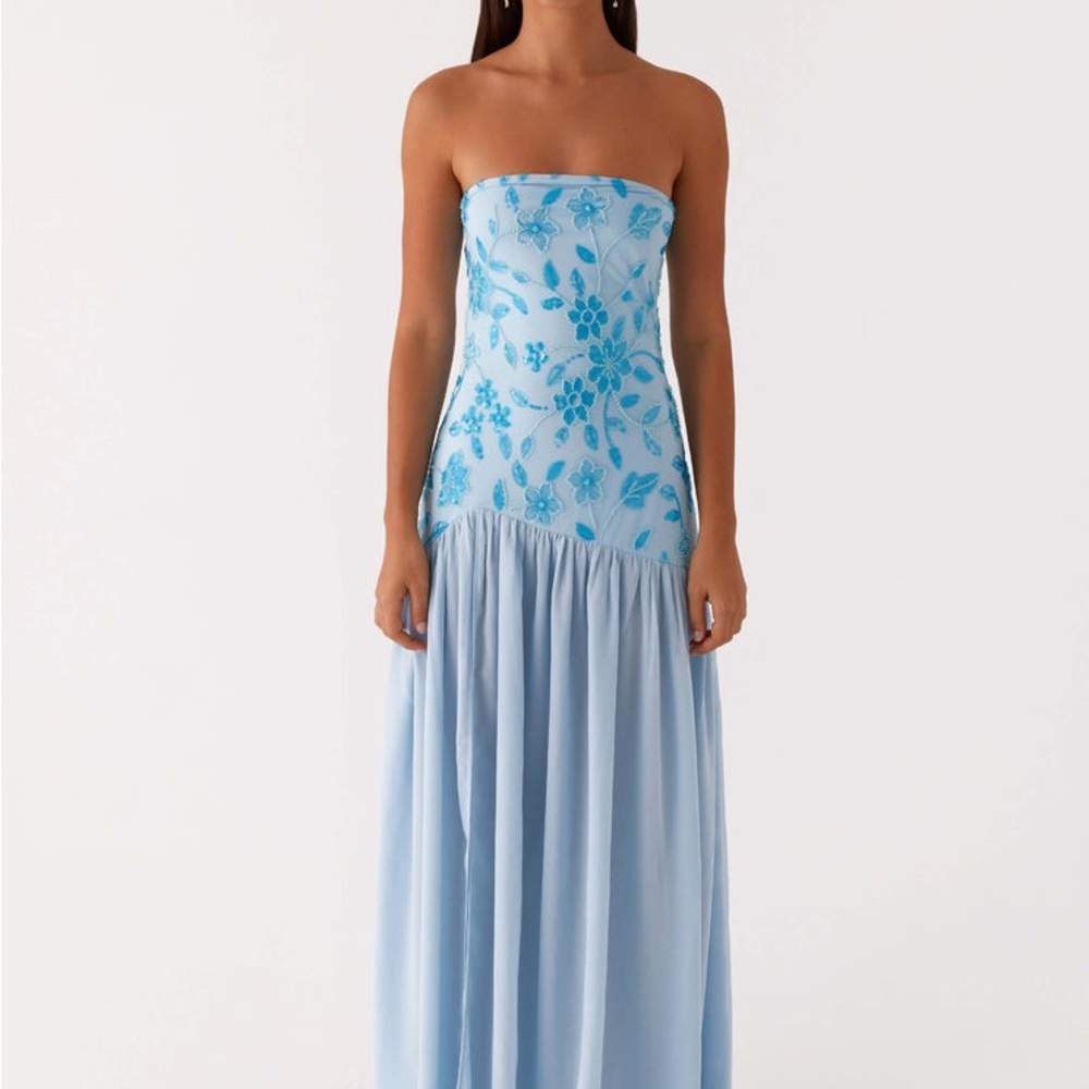 Peppermayo Light Blue Strapless Floral Maxi Dress - Picture 2 of 4